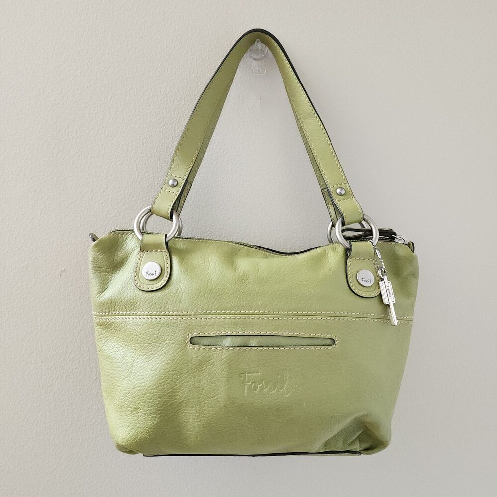 Fossil Olive Green Pebble Leather Hobo Bag Shoulder Bag - Picture 2 of 9
